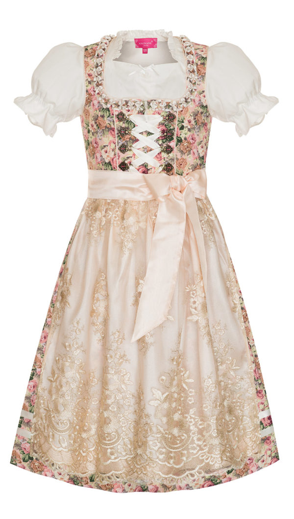 Kinder Dirndl altrosa creme geblümt Ramona 141007 ~ 104