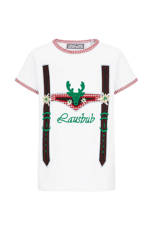 Kinder Trachtenshirt kurzarm weiß Lederhos´n Lausbub 141036 ~ 116