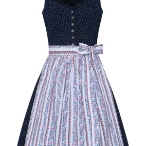 Mini Dirndl 60 cm dunkelblau geblümt weiß 015617 ~ 34