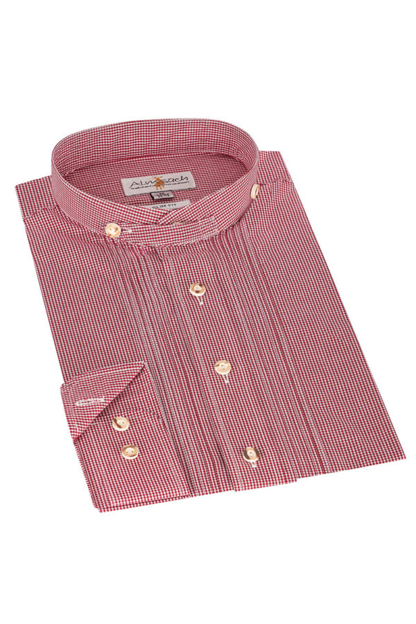 Trachtenhemd langarm rot kariert Leon 004203 - slimfit ~ L