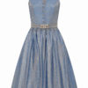 Midi Dirndl 65 cm blau taupe gemustert Elisa 008498 ~ 38
