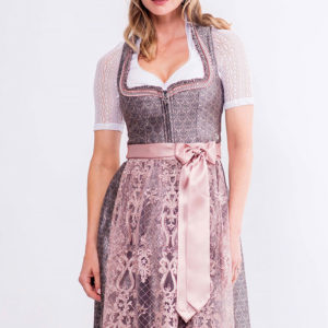Midi Dirndl 65 cm grau altrosa Charlen 014991 ~ 32