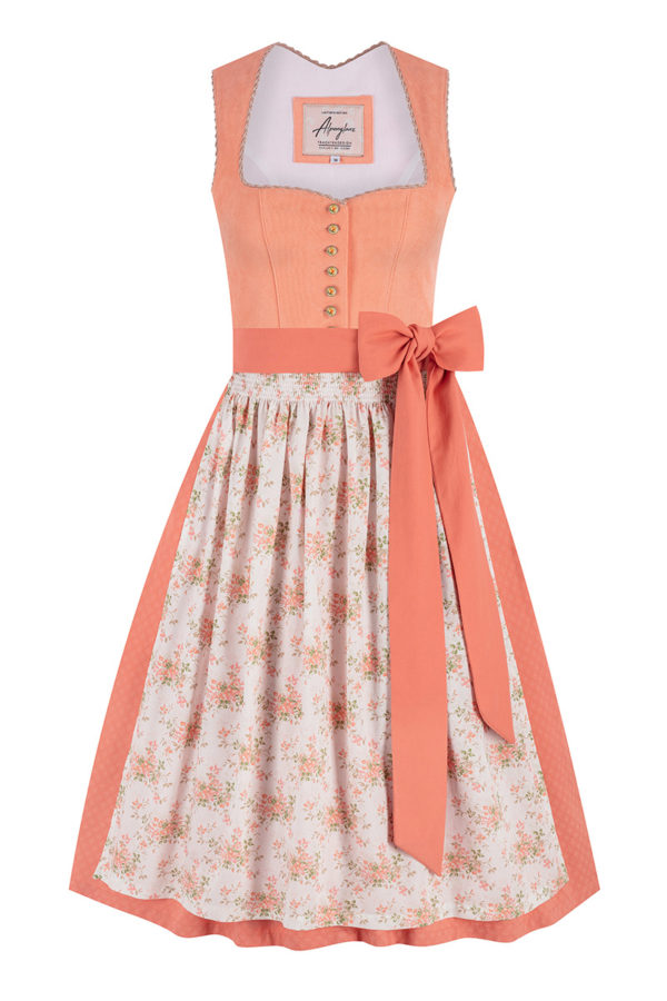 Midi Dirndl 70 cm apricot creme Samtcord Christin 017126 ~ 30