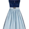 Midi Dirndl 70 cm dunkelblau hellblau Samt Pascal 015076 ~ 32