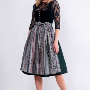 Midi Dirndl 70 cm schwarz dunkelgrün Samt Melinda 013230 ~ 32