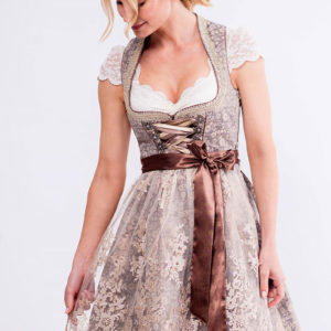 Mini Dirndl 60 cm taupe metallic geblümt Josce 014920 ~ 30