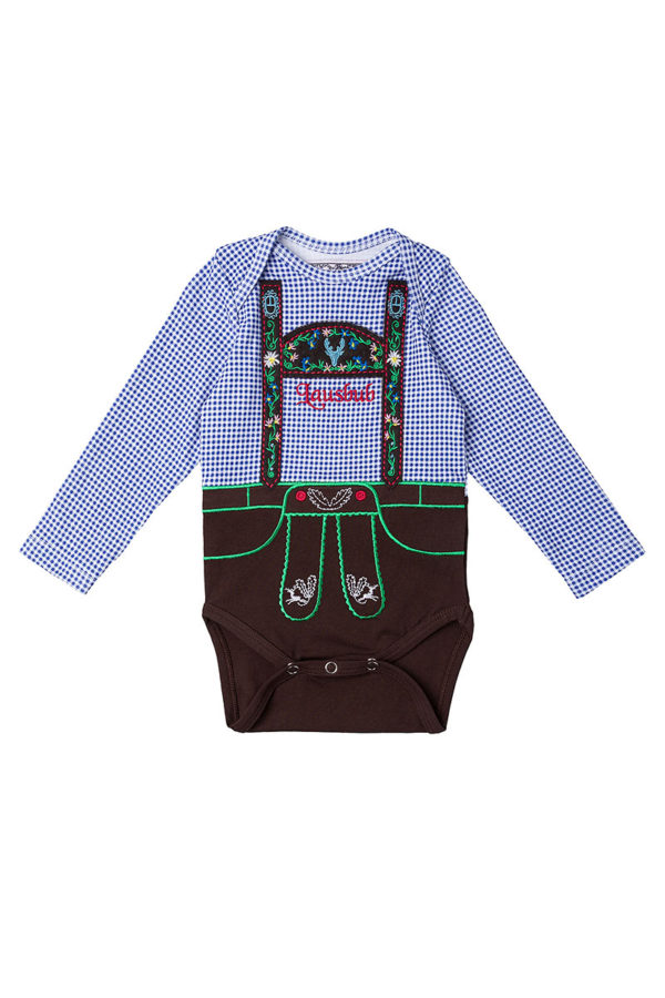 Baby-Body blau karo Lausbub langarm 004105 ~ 98
