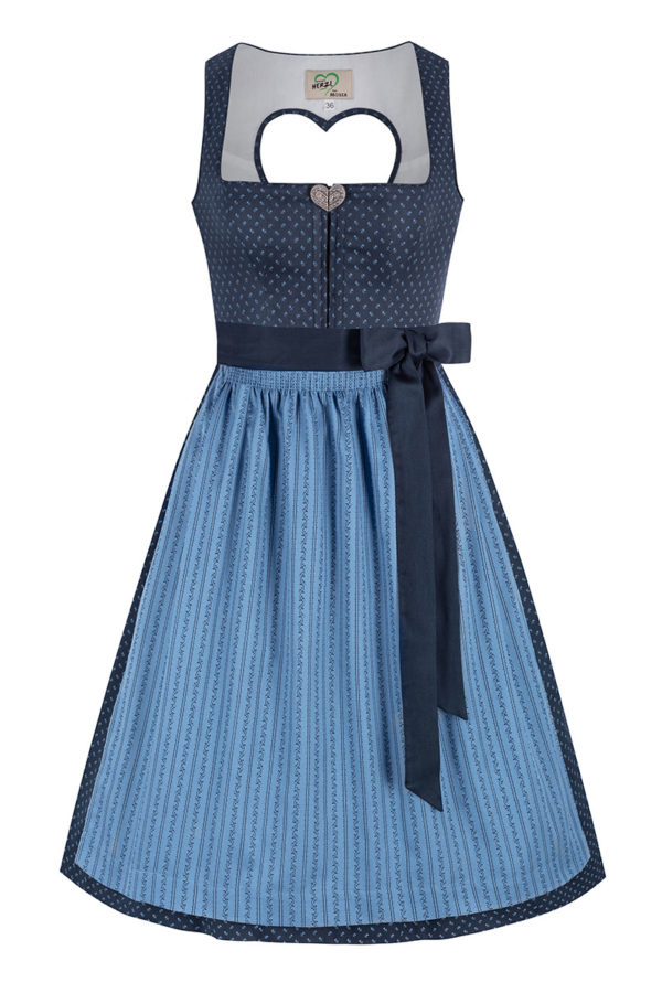 Midi Dirndl 65 cm dunkelblau gemustert blau Resi 014655 ~ 32