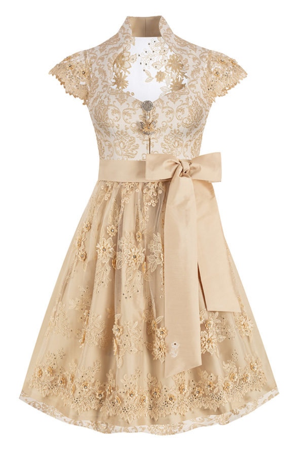 Hochzeitsdirndl mini 60 cm creme gold Marie 016575 ~ 32