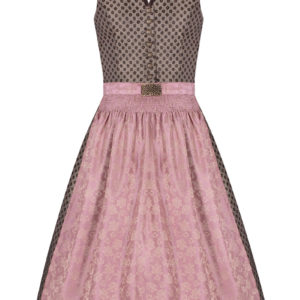 Midi Dirndl 65cm braun gemustert altrosa Nadia 005610 ~ 40