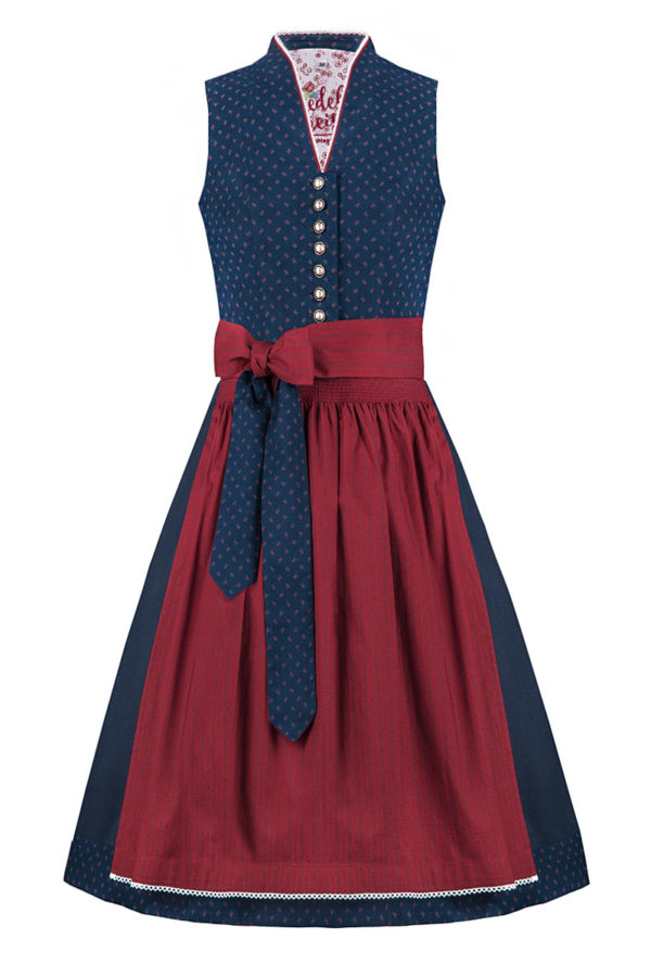 Midi Dirndl 65cm dunkelblau dunkelrot Ela 004458 ~ 32