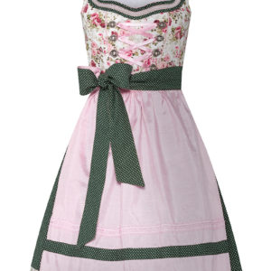 Mini Dirndl 50 cm creme geblümt dunkelgrün Mia 005449 ~ 30