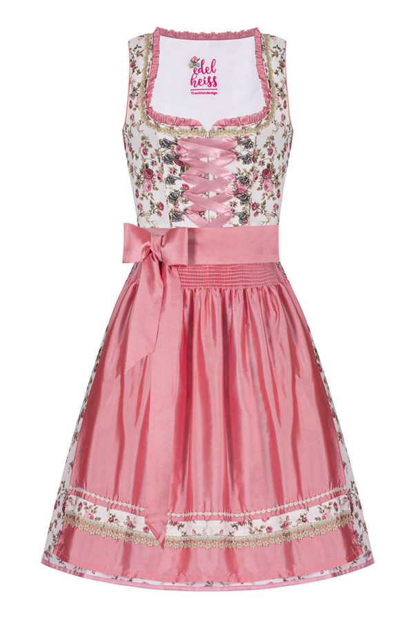 Mini Dirndl 55cm creme geblümt rosa Linda 006923 ~ 30
