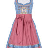 Mini Dirndl 60cm hellblau gemustert rosa gepunktet Carla 005598 ~ 32