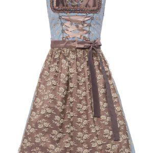 Mini Dirndl 60cm hellblau gepunktet taupe Stella 003177 ~ 32