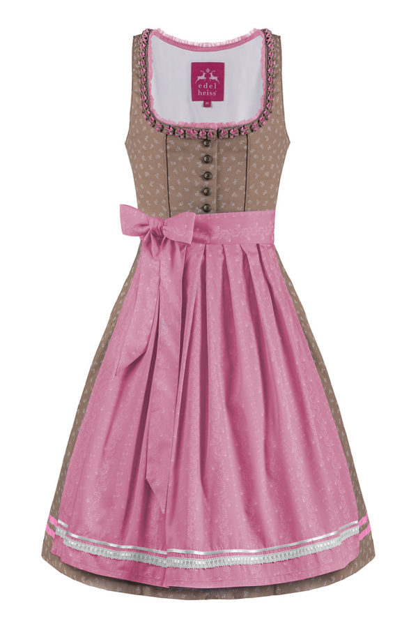 Mini Dirndl 60cm taupe rosa Elinore 004126 ~ 36