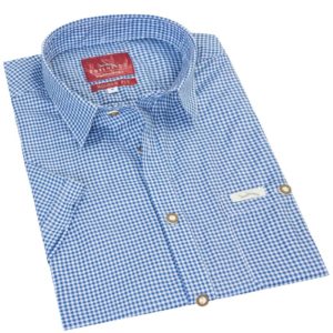 Trachtenhemd kurzarm dunkelblau kariert Andy 010273 ~ S