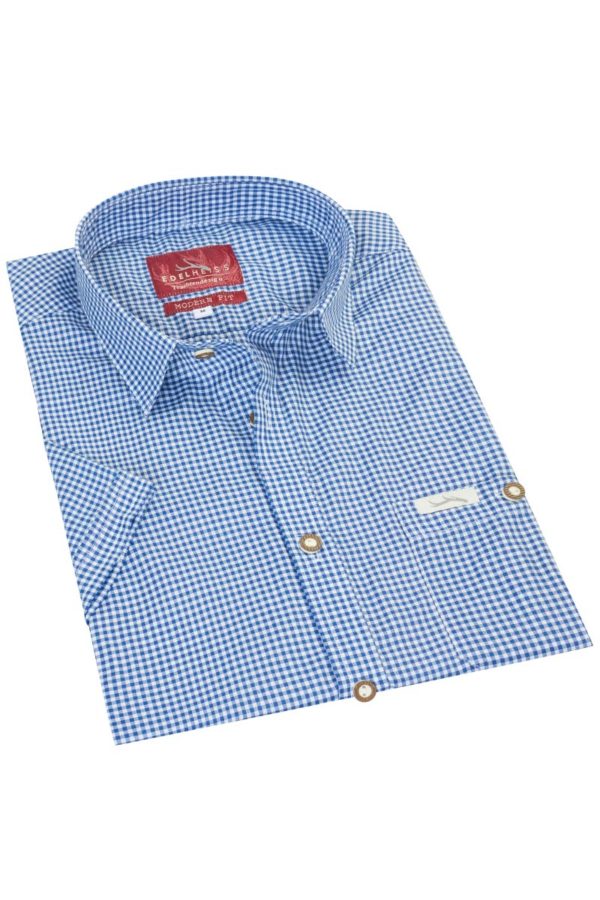 Trachtenhemd kurzarm dunkelblau kariert Andy 010273 ~ S