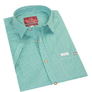 Trachtenhemd kurzarm dunkelgrün kariert Andy 010271 ~ 3XL