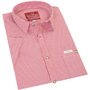 Trachtenhemd kurzarm rot kariert Andy 010269 ~ S