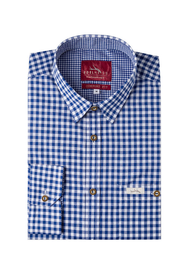 Trachtenhemd langarm dunkelblau kariert Robby 005119 ~ 3XL