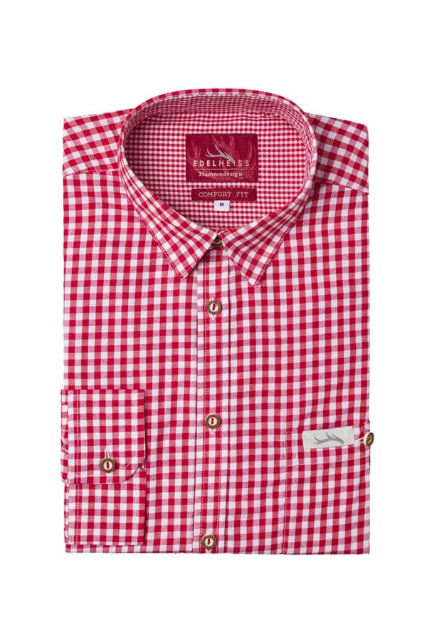 Trachtenhemd langarm rot kariert Robby 005115 ~ 3XL