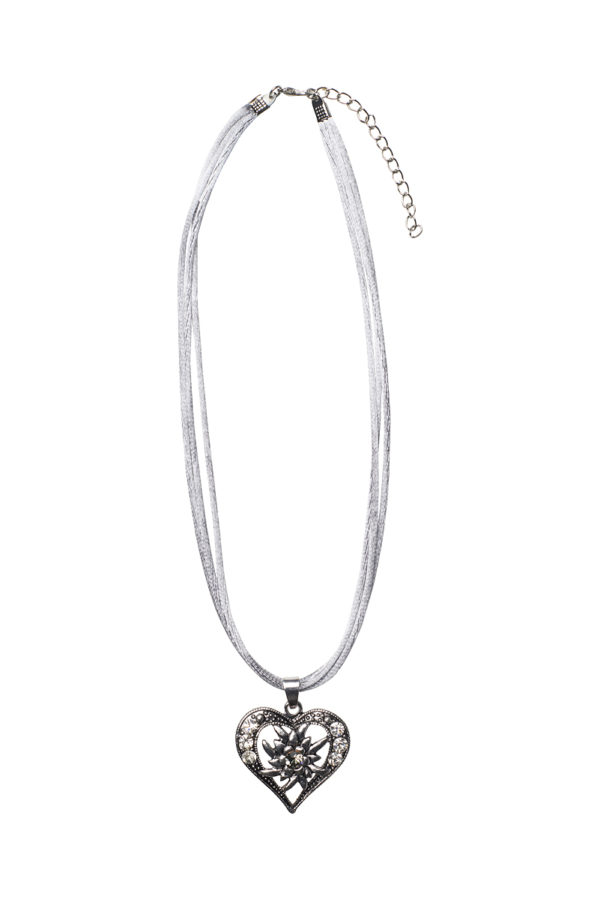Collier mit Herzanhänger 000156 ~ grau