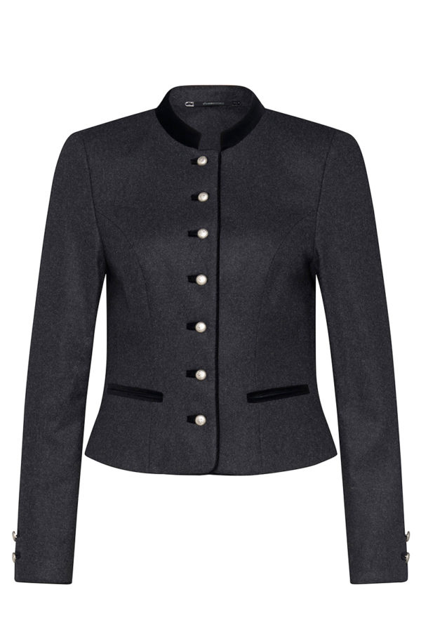 Damen Lodenjacke anthrazit schwarz mit Samtkragen Ebbs 004841 ~ 46