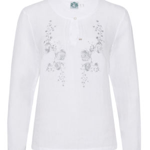 Trachtenbluse langarm weiß grau Winnie 009243 ~ 34