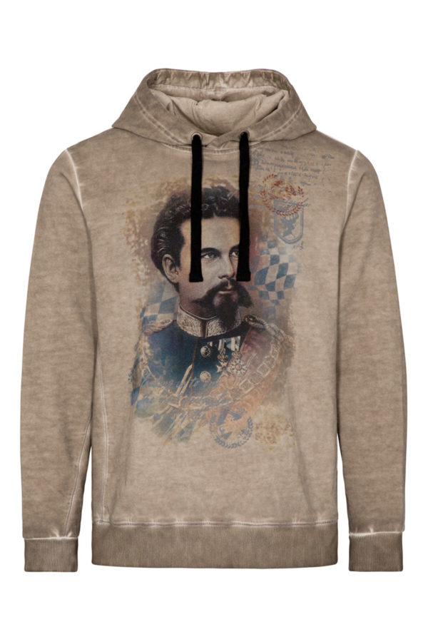 Trachten Sweatshirt mit Kapuze taupe Renzo 009404 ~ S