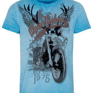 Trachtenshirt kurzarm blau bedruckt Till 009417 ~ S