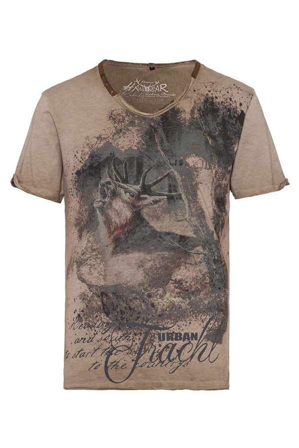 Trachtenshirt kurzarm hellbraun 'Urban Tracht' Bryce 003792 ~ S