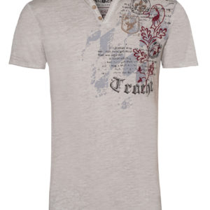 Trachtenshirt taupe mit Aufdruck und Stickerei Felix 006563 ~ S