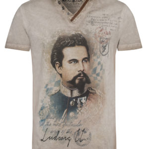 Trachtenshirt taupe mit König Ludwig Aufdruck 004316 ~ 3XL