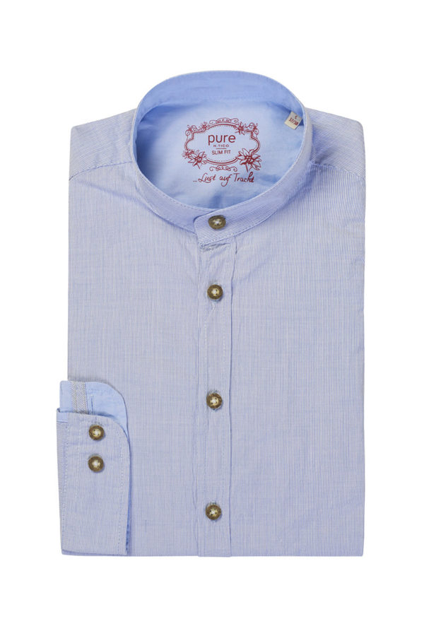 Trachtenhemd langarm hellblau gestreift Leopold 008982 - slimfit ~ XXL