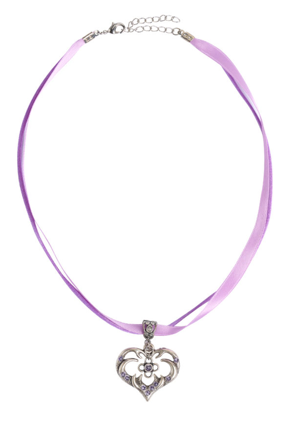Collier in 11 Farben mit Herzgeweih und Svarowskisteinen 103573 ~ flieder