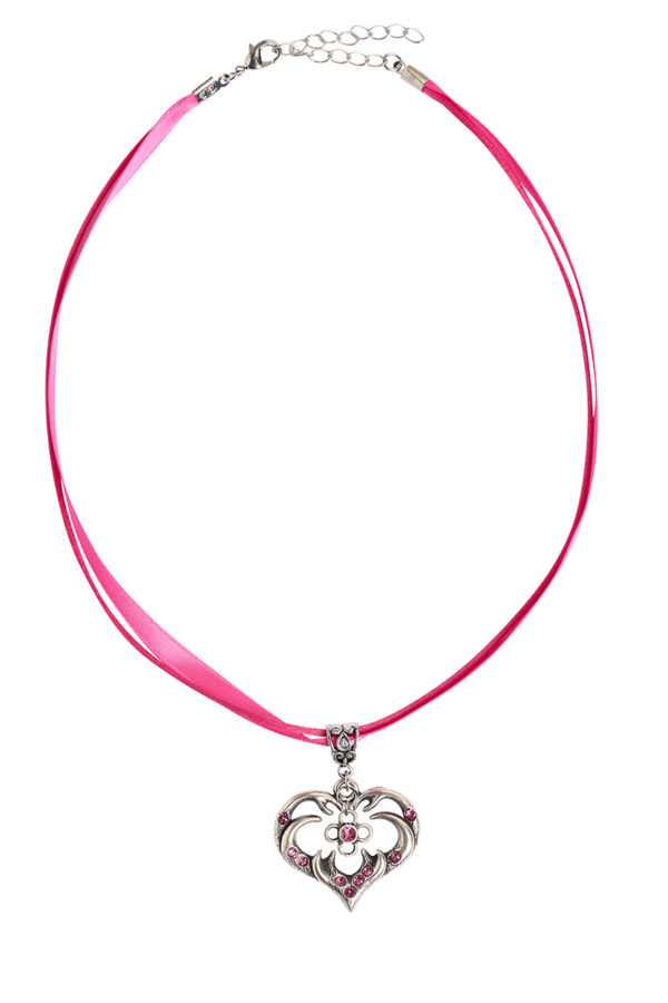 Collier in 11 Farben mit Herzgeweih und Svarowskisteinen 103573 ~ fuchsia