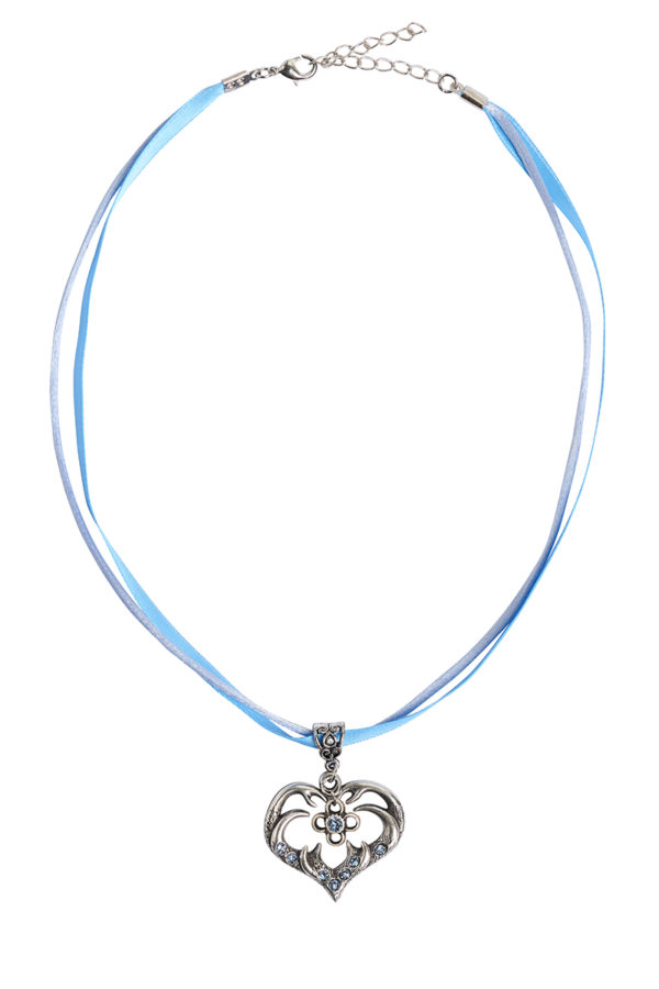 Collier in 11 Farben mit Herzgeweih und Svarowskisteinen 103573 ~ hellblau