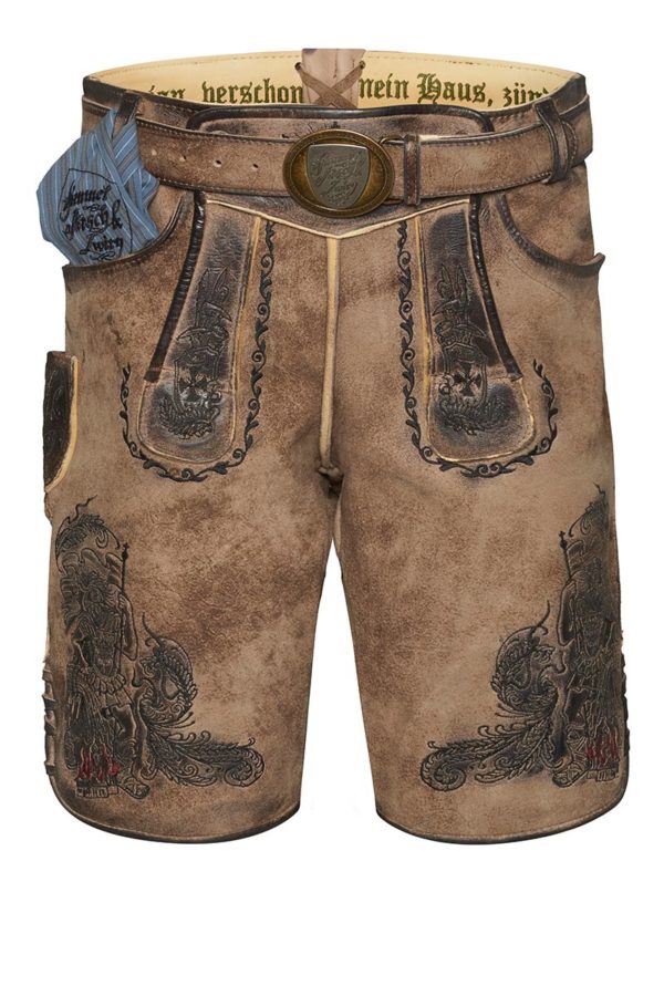 Lederhose kurz eiche gespeckt Heiliger St. Florian 011077 ~ 48