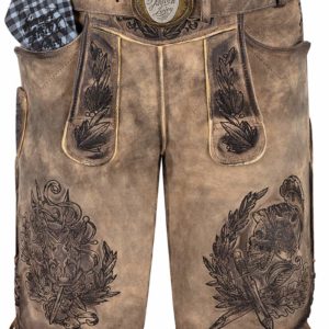 Lederhose kurz mit Gürtel graubraun antik Watzmann 015508 ~ 46