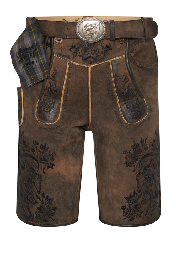 Lederhose kurz mit Gürtel braun-antik Boandlkramer 002789 ~ 46