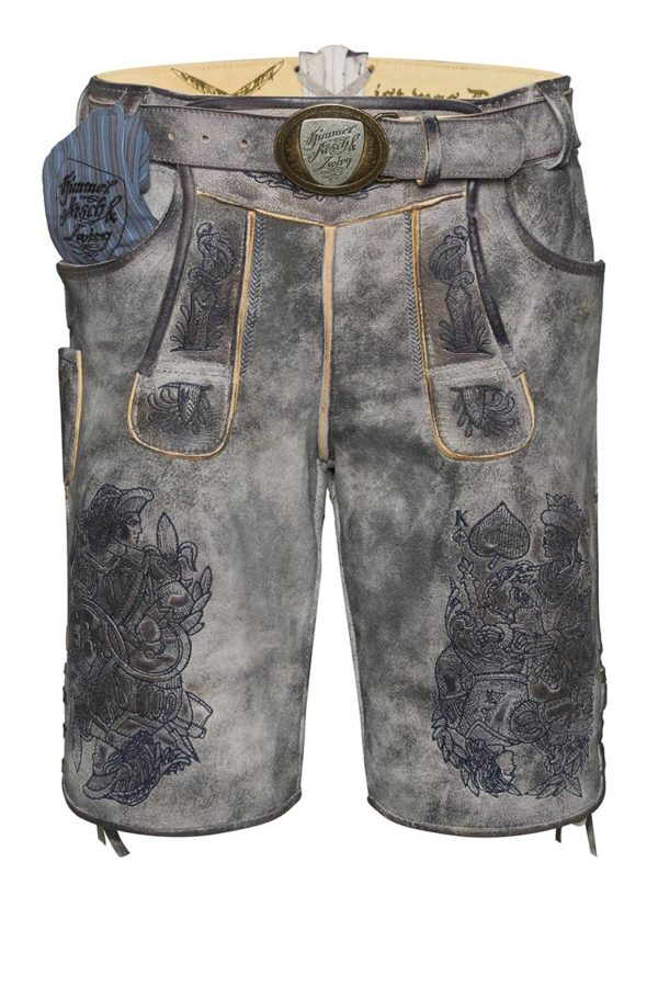 Lederhose kurz mit Gürtel stein Königsmörder 009493 ~ 46