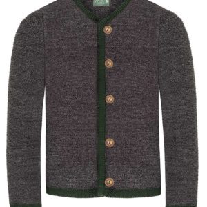 Kinder Trachten Strickjacke anthrazit grün Leo 015292 ~ 104