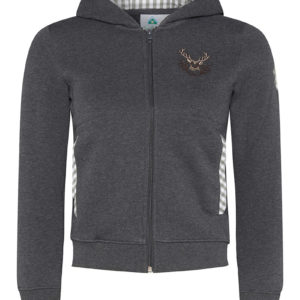 Kinder Kapuzen-Sweatjacke anthrazit mit Hirschstickerei Ben 007991 ~ 128