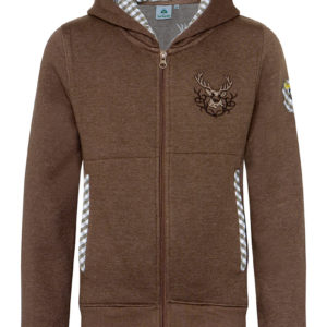 Kinder Kapuzen-Sweatjacke braun mit Hirschstickerei Ben 013487 ~ 104
