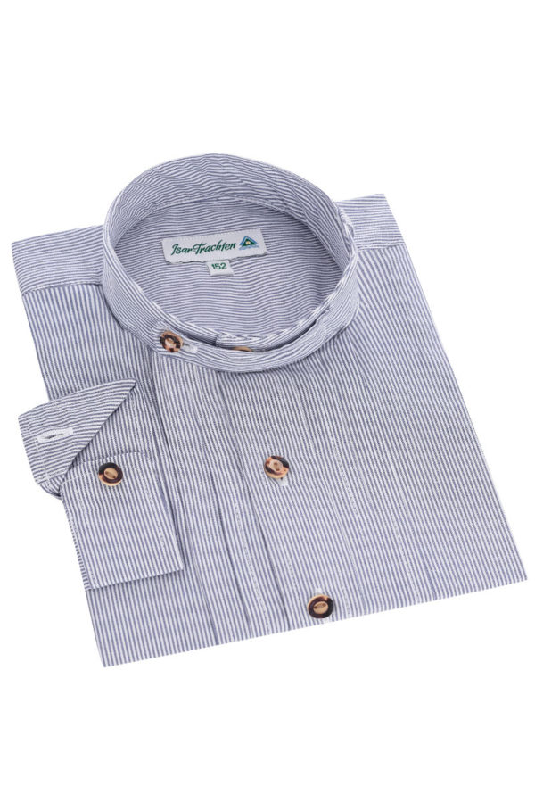 Kinder Trachtenhemd langarm blau gestreift 006407 ~ 104