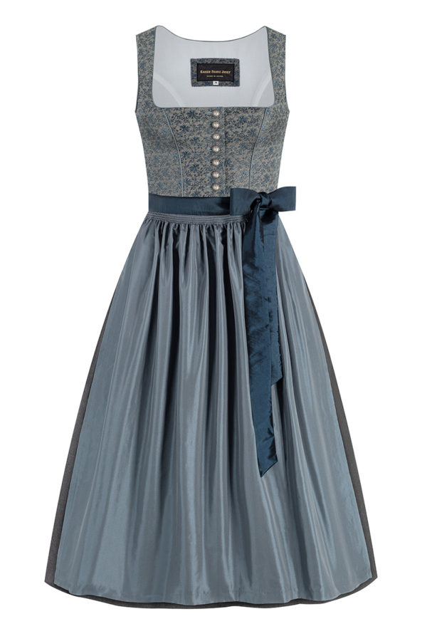 Dirndl lang 85 cm blau gemustert Therese 012773 ~ 48