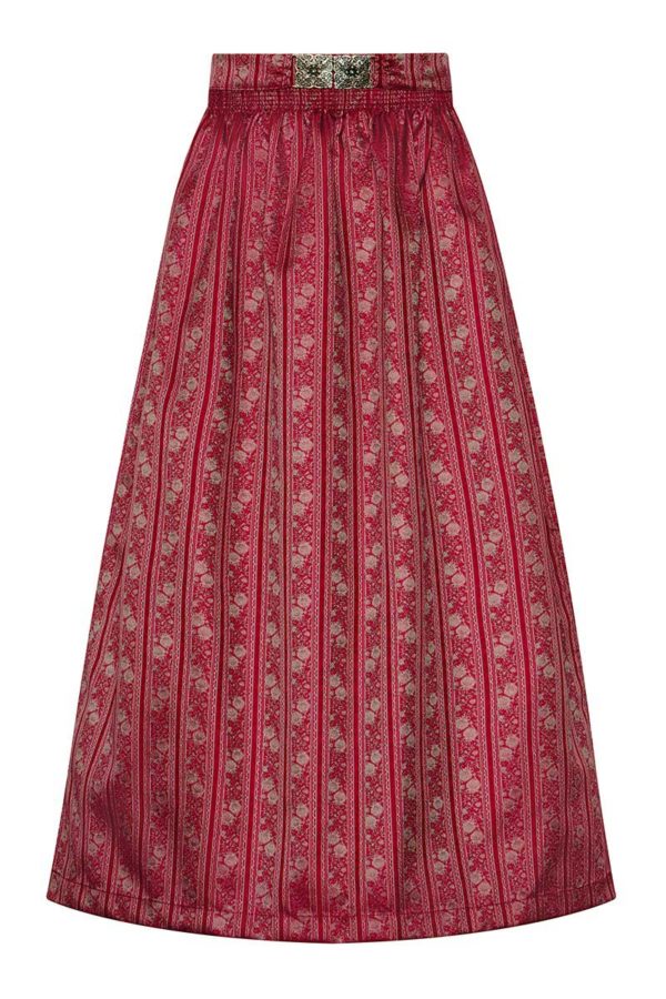 Dirndlschürze lang 90 cm rot taupe gemustert 012758 ~ L