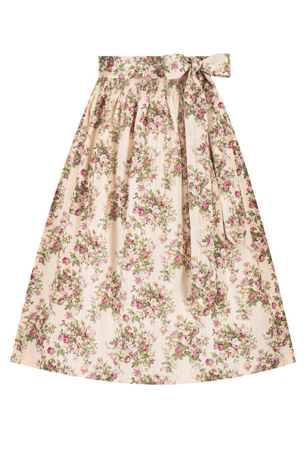 Dirndlschürze midi 70 cm creme beere geblümt 017670 ~ L