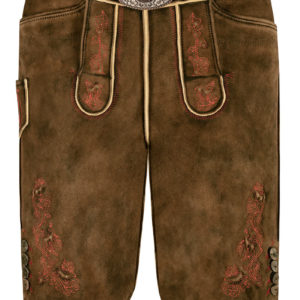 Lederhose kurz mit Gürtel braun rot SSV Jahn 016744 ~ 102